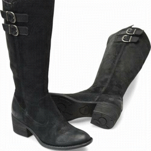 BORN "Basil" Black Suede Leather Tall Boot 5 New